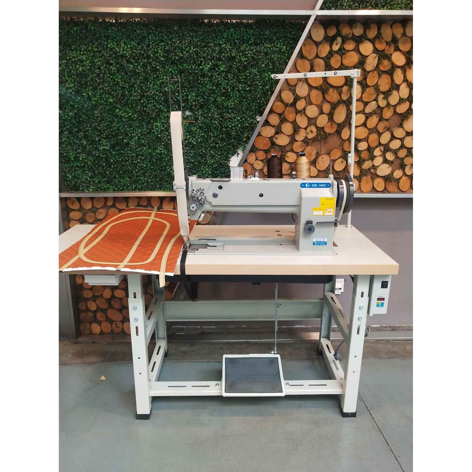 汽车脚垫双针拼接缝纫机厚料长臂三同步拼接机DU双针工业缝纫机