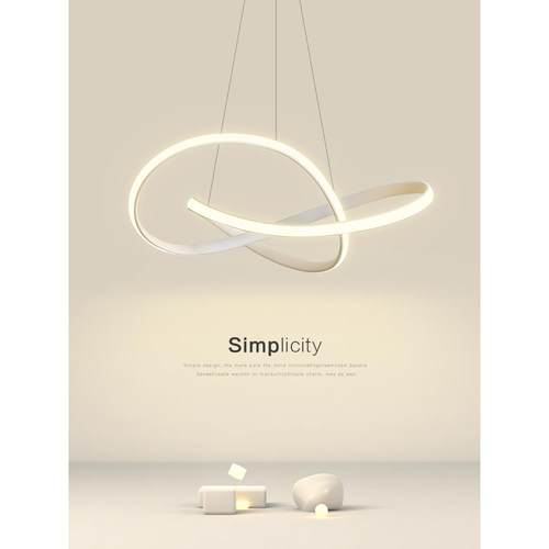 餐厅吊灯简约现代家用卧室灯具网红餐桌饭厅吧台圆环形极简led灯