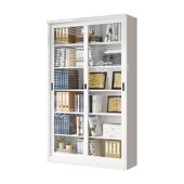 办公室移门玻璃文件柜防尘展示白色书柜钥匙锁凭证档案资料储物柜