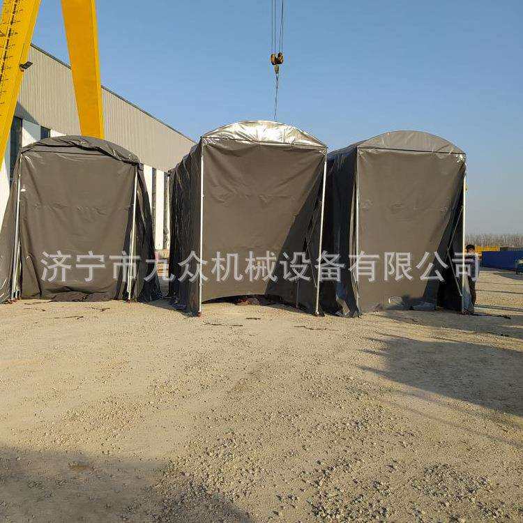 夏季烧烤移动伸缩遮雨棚 手动推拉钢筋绑扎棚 大排档雨棚