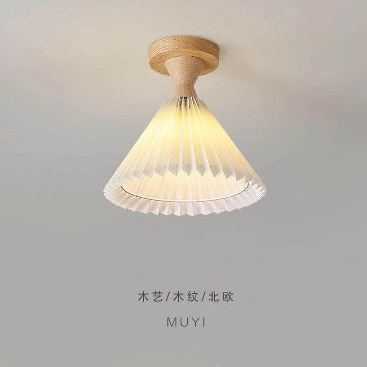 北欧创意原木百褶吸顶灯侘寂风走廊过道灯民宿客房卧室床头吸顶灯