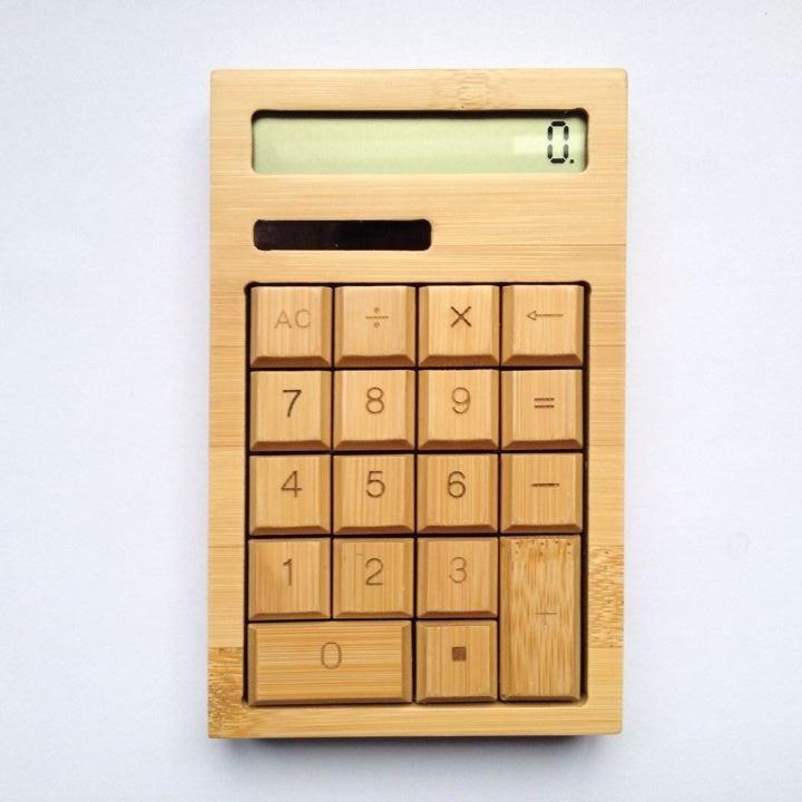 供应竹木计算器办公桌面竹子太阳能平板计算机会计财务机算器