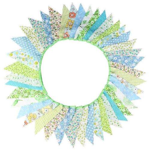 Fabric Bunting Banner 42 Flags 12M Cotton Party Bunting