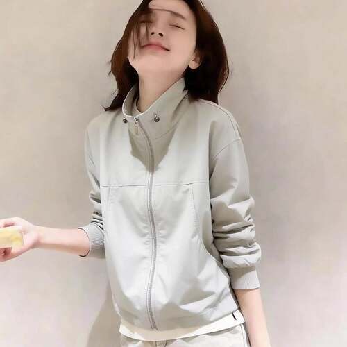 韩国小个子立领短款含内衬防晒外套女春夏百搭显瘦休闲冲锋衣夹克