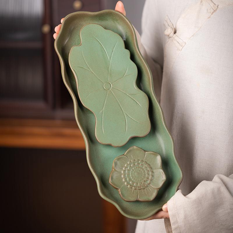 网红茶盘家用新款小型干泡台日式茶台复古茶具套装排水储存式功夫