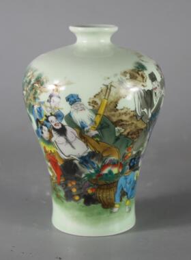 景德镇仿古陶瓷同治粉彩八仙乐梅瓶家居装饰展柜摆件复古做旧收藏