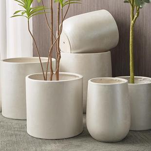 轻奢高级感艺术风镁泥花盆龟背竹黑金刚龙血树黄金榕家用大花盆