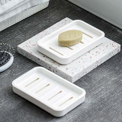 Japanese Double-layer Drainable Soap Dish with Simple Stripe