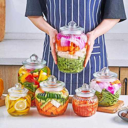 Glass jars for sealing, food storage, household grain storag