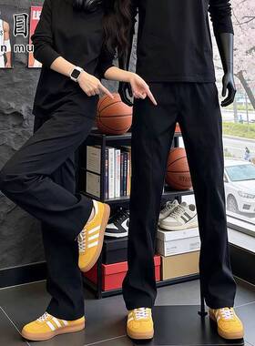 黑色美式速干冲锋裤男款夏季冰丝修身裤子cleanfit修身直筒运动裤