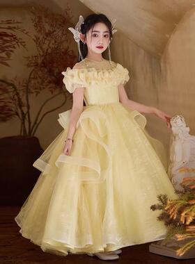 高档公女童礼服高出端小人众生日宴绝美主裙儿童主持钢琴演奏洋派