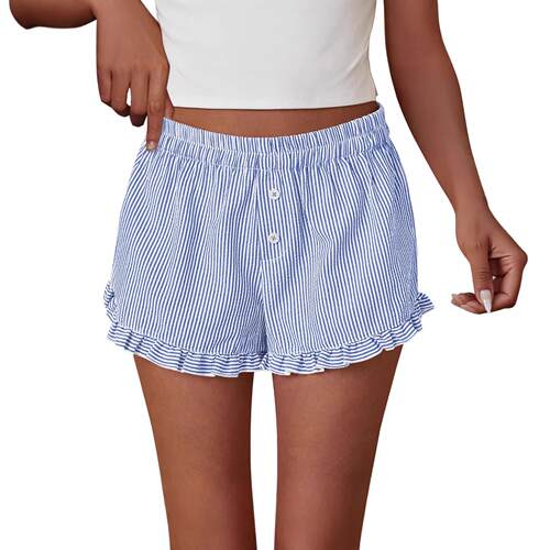 Women'S Boxer Shorts Ruffle Pajama Summer Spring Lounge