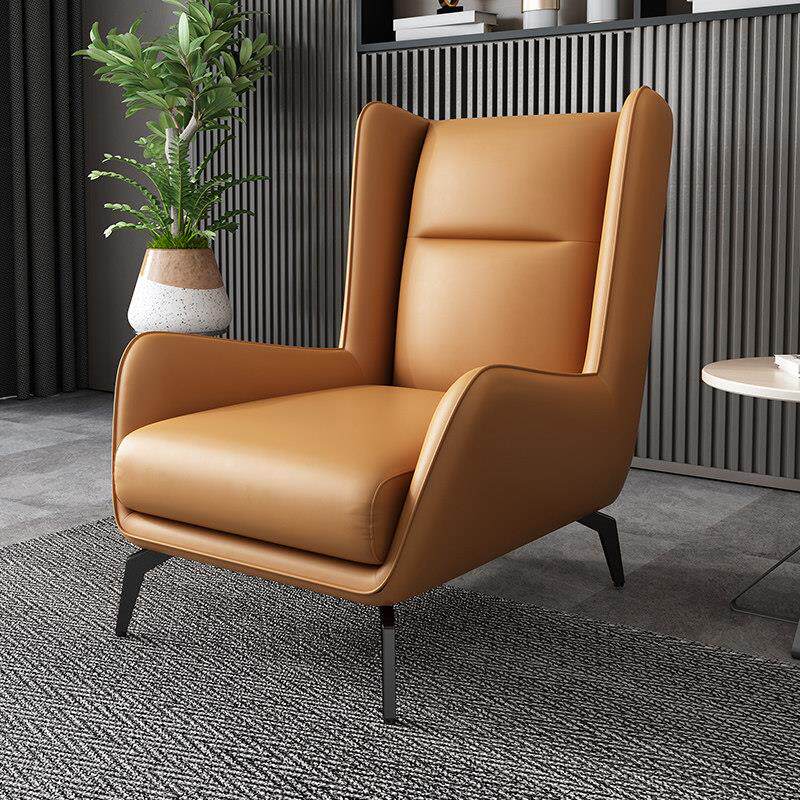 意式极简真皮单人沙发椅简约现代北欧轻奢老虎椅懒人小户型休闲椅