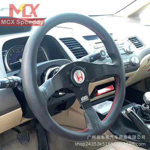 改装mom*赛车真皮红线运动方向盘FCK7FD2 EK/EG飞度GK5无限mugen
