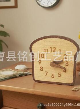 实木小桌钟书桌面台钟静音床头座钟迷你小钟表秒针