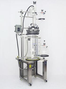 供应开盖式夹层玻璃反应釜100l，100l夹层玻璃反应釜厂家供应