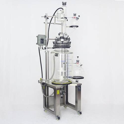 上海申生厂家供应 10L 20L 30L双层夹套玻璃反应釜 加工定制防爆