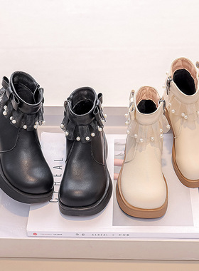 专柜女童马丁靴儿童短靴子新款宝宝秋冬款加绒冬季二棉鞋