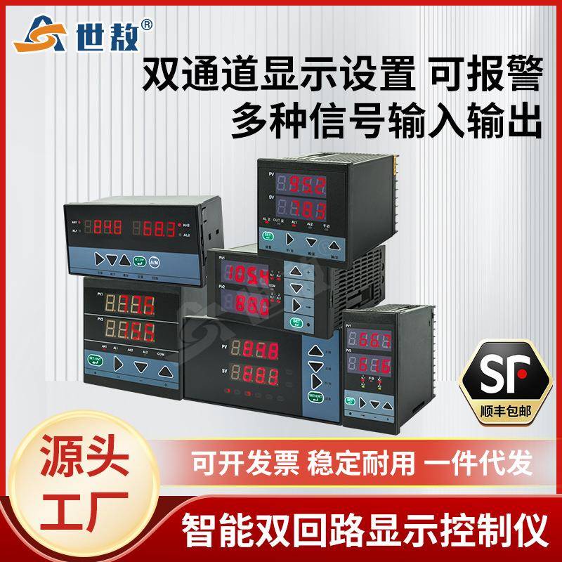 双回路显示控制仪表温度报警可调温控器变送表2通道测控仪数显