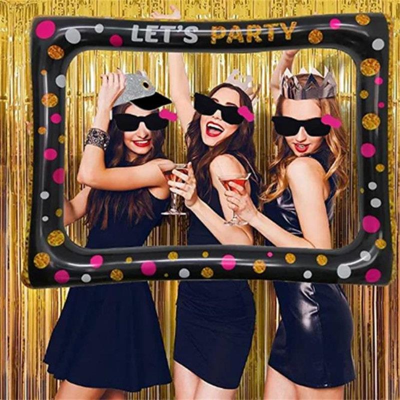 单身派对装饰气球let's party节日毕业晚会生日场景拍照相框道具