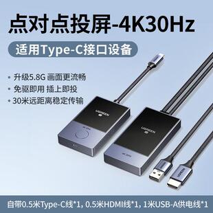 绿HDMI线投器4K无高清办公屏会议同联屏器企业级点对点转换器绿联