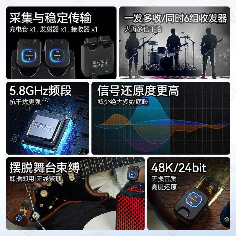 M-VAVE SWS-11电吉他无线发射接收器贝斯音频专用收发音频连接线