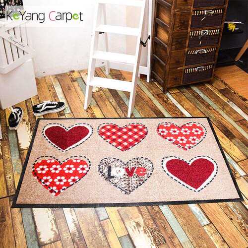 科洋爱心尼龙印花橡胶地垫 卧室客厅玄关防滑地毯Logo Door Mat