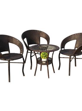 W*白色藤椅F956M9SH三件套阳休闲腾几椅子茶户外室内桌椅台庭院简