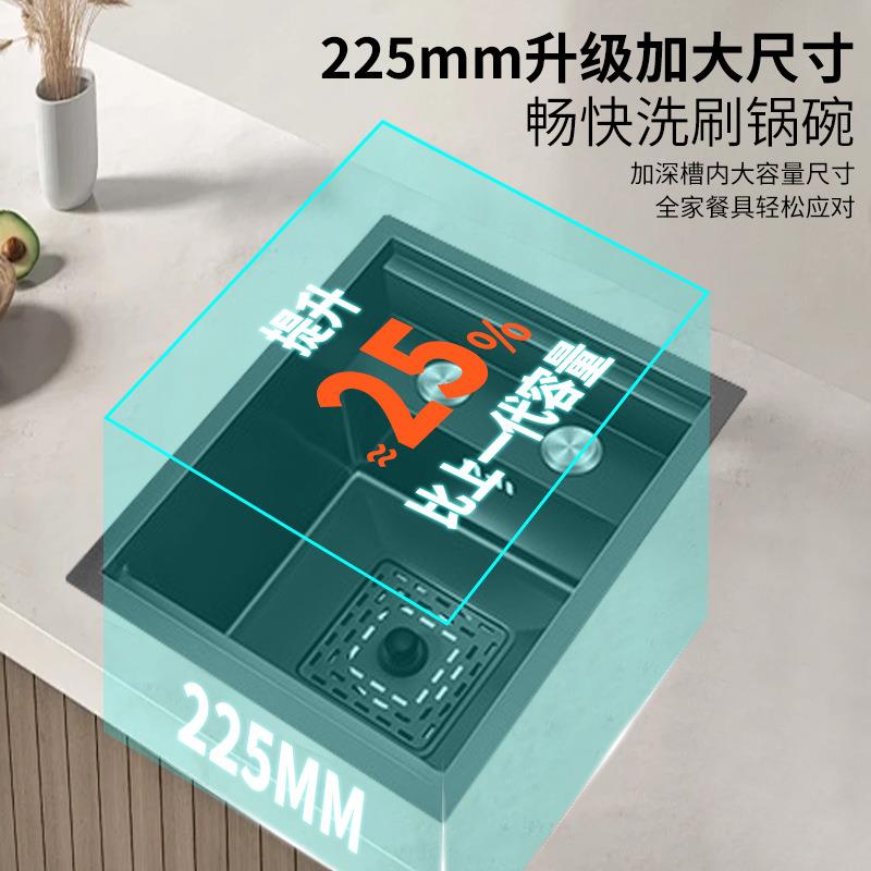 台迷你小水槽缓降厨房隐藏锈式吧水不钢岛槽台3239隐藏纳米黑色小