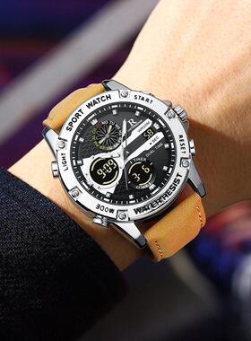 Mens Watches Casual Leather Quartz Luminous 46mm Case