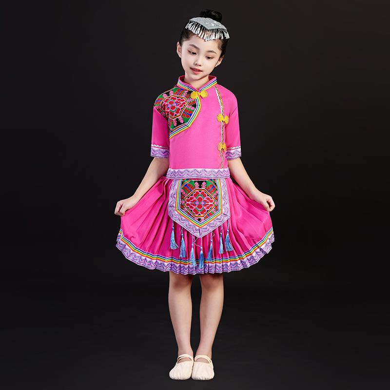 正品壮族广西56个数民族蹈舞服装秋新款苗族冬表演服男少女童演出