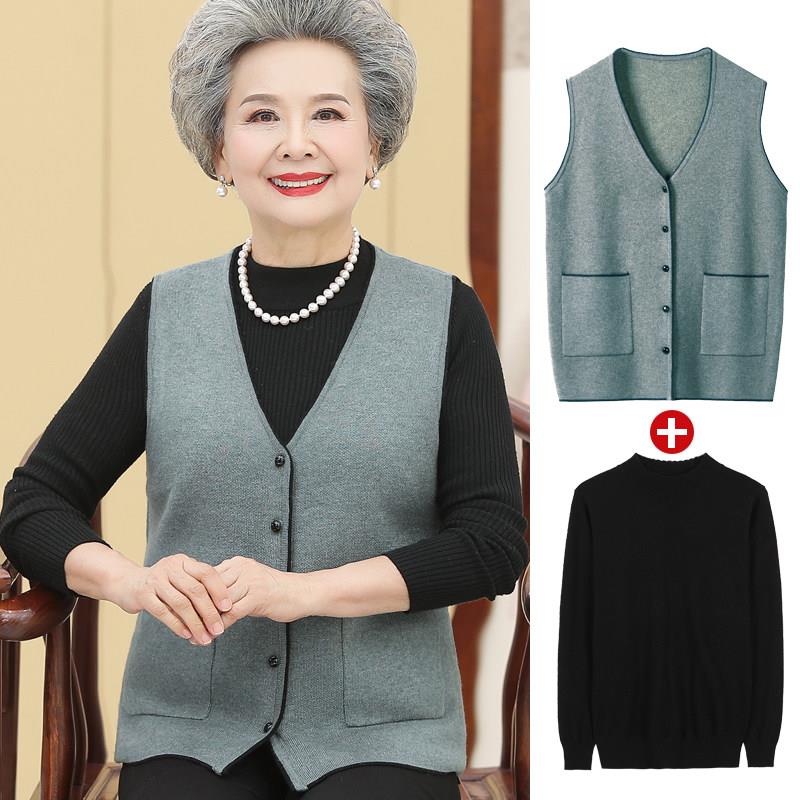 中老年人羊毛衣马夹女妈妈太太秋装内搭衣服背心奶奶春秋外穿马甲