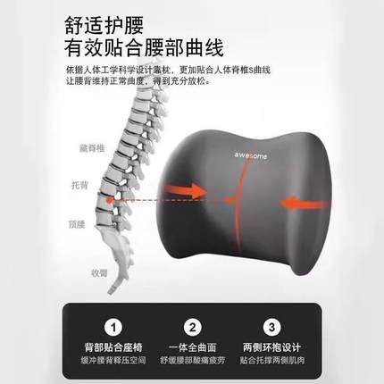 汽车腰靠护腰枕靠靠垫腰垫座椅背车用腰托司机垫车载靠靠头SKG枕