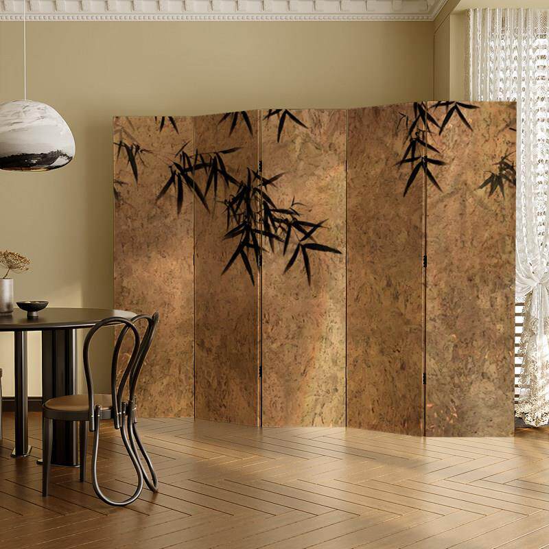 法式中古竹子屏风隔断客厅办公室装饰背景墙遮挡新中式可折叠折屏