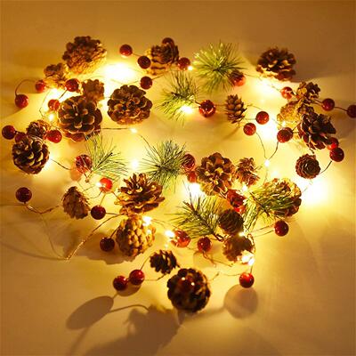Christmas Garland String Lights LED Pine Cone Decorations
