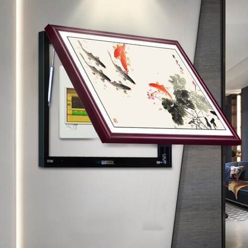 电表箱装饰画 画免打孔遮挡配电箱水墨画 画电闸盒强弱总开 关新