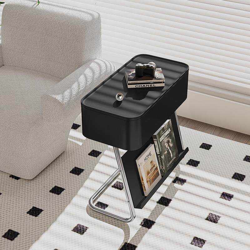 客厅沙发边柜创意黑色边几现代简约移动置物架代替床头柜小茶几窄