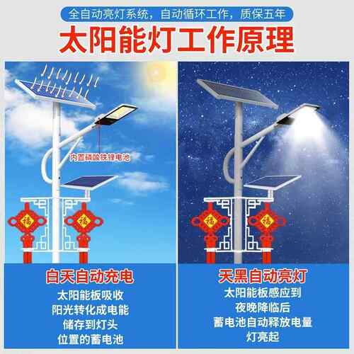 现货新农村太阳能户照外灯国结中6米路道路明大功率LXNNED灯具高