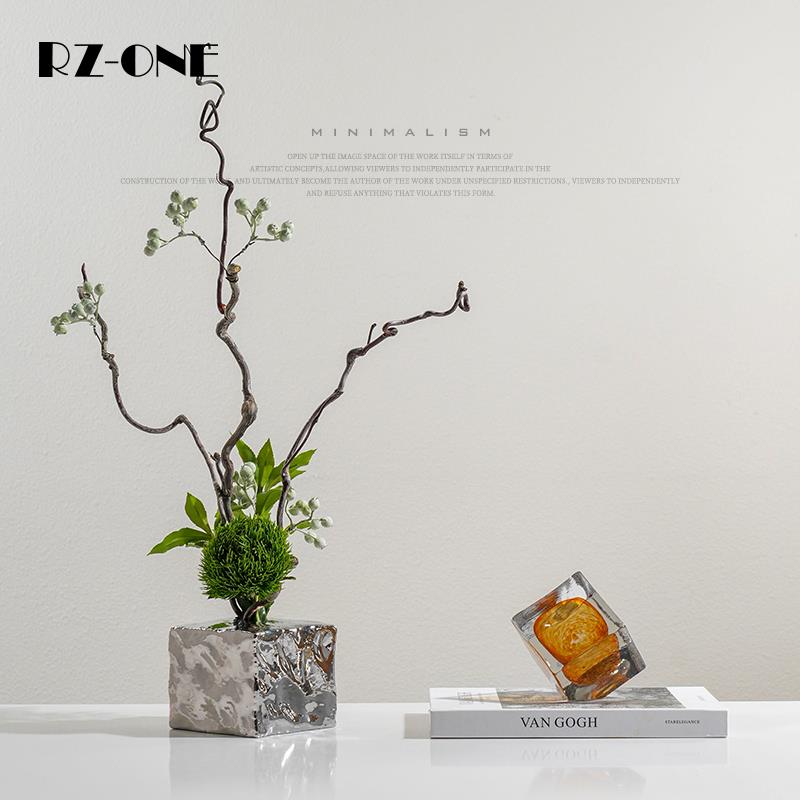 极简现代轻奢枯枝仿真花艺干花茶室民宿茶楼茶几桌面软装饰品摆件