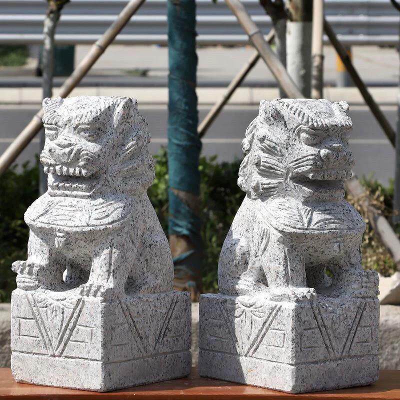 花岗岩石雕狮子看门镇宅庭院青石大号石狮子摆件小号门口原石雕刻