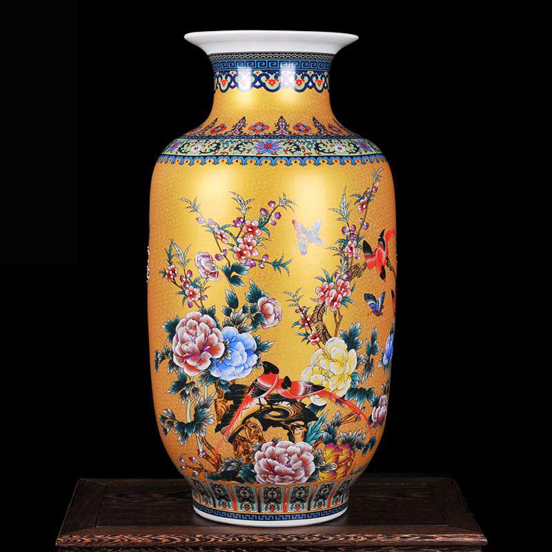 景德镇陶瓷器花瓶中式客厅落地珐瑯彩瓷瓶插花摆件家居装饰工艺礼