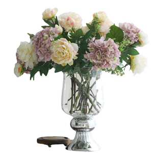 桔子红了 美式镀银底座高脚玻璃花瓶 创意家居桌面摆件 批发