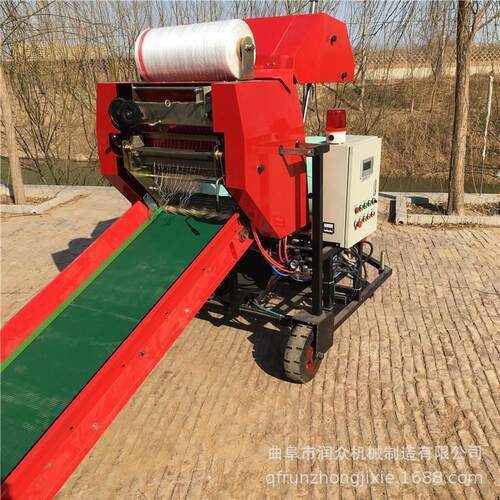 牛羊养殖饲料打包机牧草全自动缠膜机饲料厂液压双缸草捆压块机