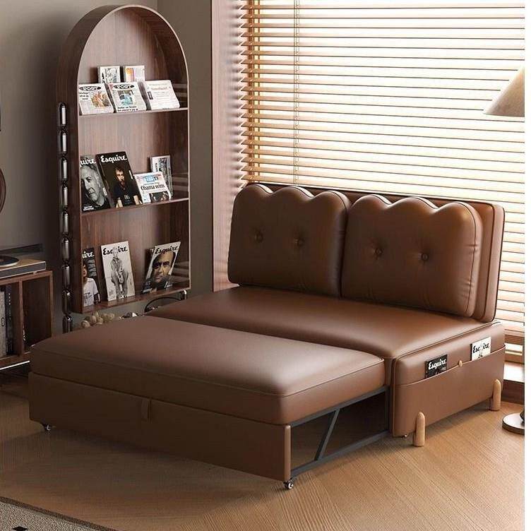 复古沙发床伸缩抽拉式折叠双人卧室客厅小户型阳台多功能一体两用