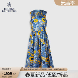 Brooks Brothers/布克兄弟女士24春夏新花朵度假风圆领无袖连衣裙