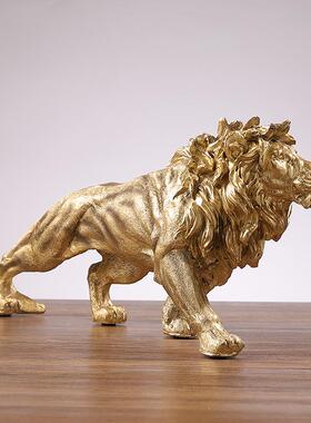 中式大气狮子树脂摆件家居办公室酒柜书柜电视柜样板房装饰品摆设