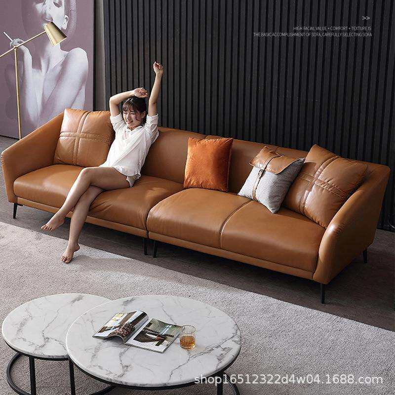 小户型客厅三人位公寓出租屋双人简约直排佛山自有工厂高脚皮沙发