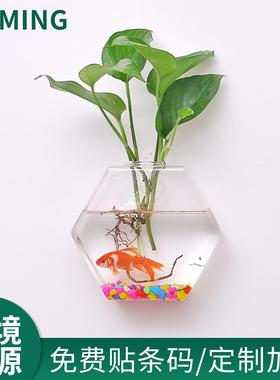 六角形壁挂玻璃花盆pc装饰摆件