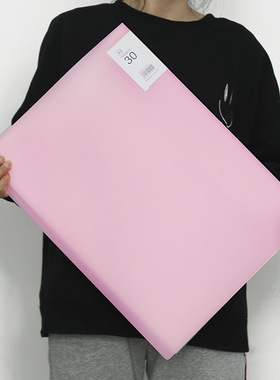 A3糖果色资料册学生美术作品画册试卷收纳袋PP透明防水插页文件夹