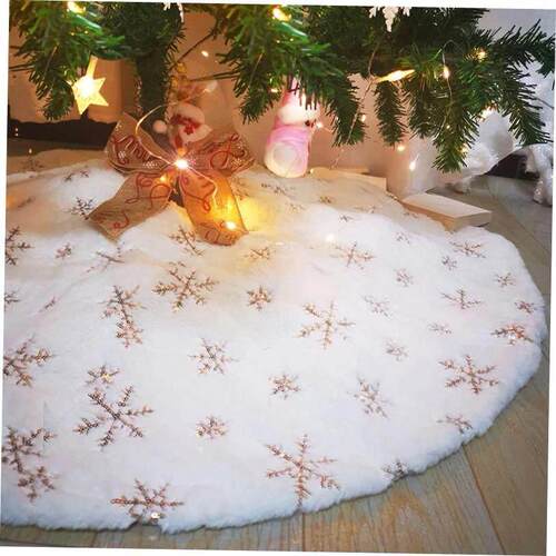 78/90/122cm Christmas Tree Skirt Faux Fur Carpet Snowflake W